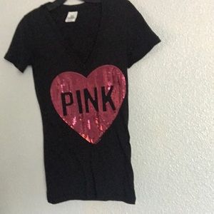 Victoria’s Secret v neck sequin heart tee shirt